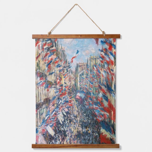 Claude Monet - La Rue Montorgueil - Paris Wandteppich Mit Holzrahmen (Vorderseite)