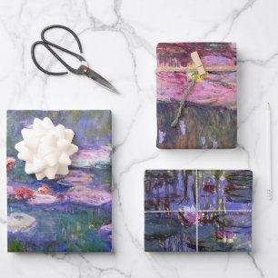 Claude Monet Lila & Pink Water Lilies Geschenkpapier Set