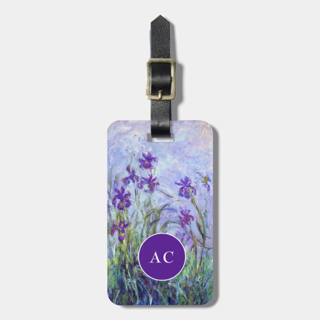 Claude Monet - Lilac Irises / Iris Mauves Gepäckanhänger (Vorderseite vertikal)