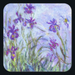 Claude Monet - Lilac Irises / Iris Mauves Quadratischer Aufkleber<br><div class="desc">Lilac Irises / Iris Mauves - Claude Monet,  1914-1917</div>