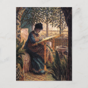 Claude Monet: Madame Monet beim Sticken Postkarte