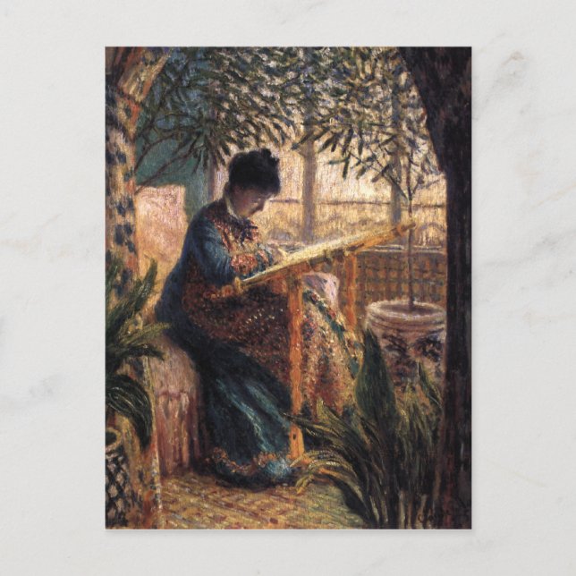 Claude Monet: Madame Monet Sticken Postkarte (Vorderseite)