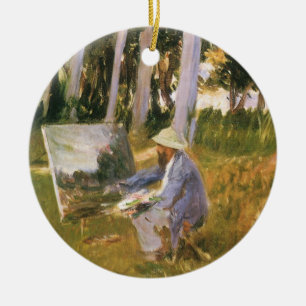 Claude Monet malend, Waldrand von Sargent Keramik Ornament
