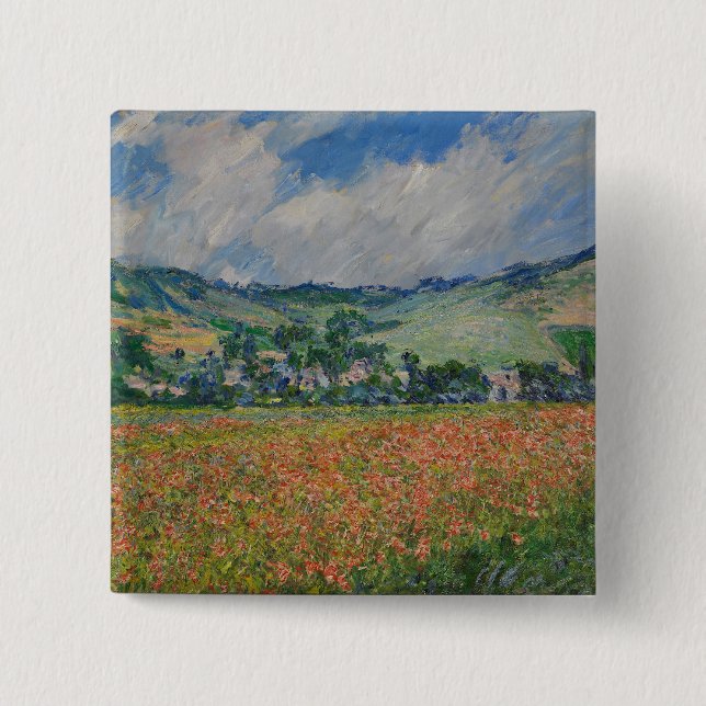Claude Monet Malerei, Mohnfeld in Giverny Button (Vorderseite)