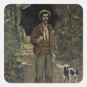 Claude Monet   Mann mit Schirm, c.1868-69 Quadratischer Aufkleber