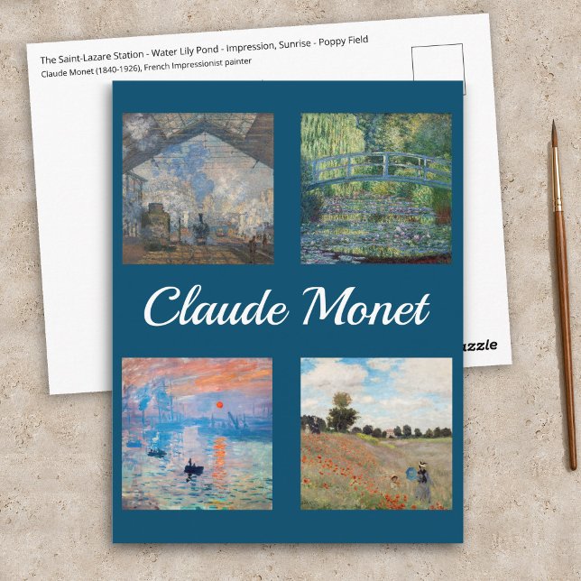 Claude Monet Masterpiece Patchwork Postcard Postkarte (Von Creator hochgeladen)