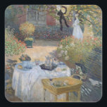 Claude Monet | Mittagessen: Monet's Garden Argente Quadratischer Aufkleber<br><div class="desc">The Luncheon: Monet's garden at Argenteuil,  c.1873 | von Claude Monet | Art Location: Museo d'Orsay,  Paris,  Frankreich | Französische Künstler | Image Collection number: XIR16128</div>