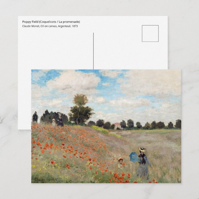 Claude Monet - Mohnfeld Postkarte (Vorne/Hinten)