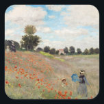 Claude Monet - Mohnfeld Quadratischer Aufkleber<br><div class="desc">Mohnfeld / Wilde Poppies,  bei Argentinien / Les Coquelicots - Claude Monet im Jahre 1873</div>