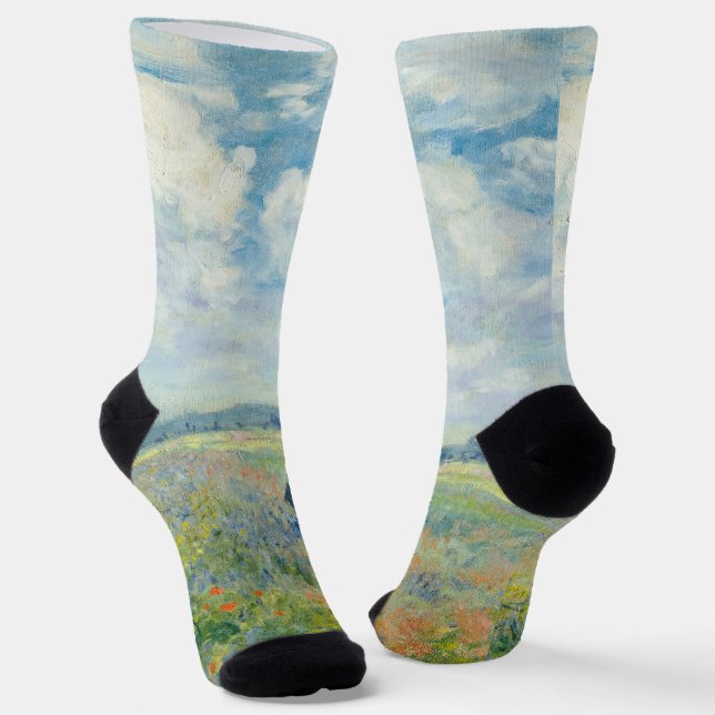 Claude Monet - Mohnfelder bei Argentinien (1875) Socken (Gewinkelt)