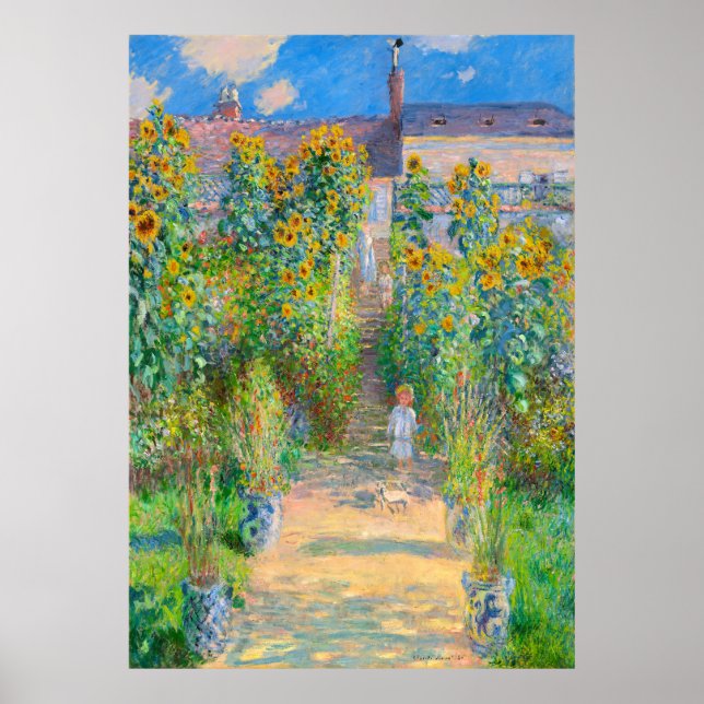 Claude Monet - Monets Garten in Vétheuil Poster (Vorne)
