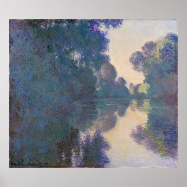 Claude Monet | Morgen an der Seine bei Giverny Poster (Vorne)