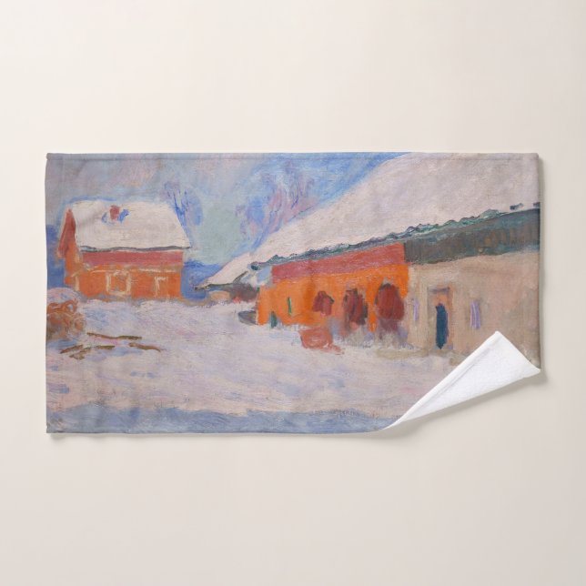 Claude Monet - Norwegen, Rote Häuser in Bjornegaar Badhandtuch Set (Handtuch)