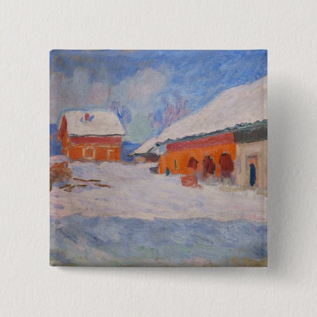 Claude Monet - Norwegen, Rote Häuser in Bjornegaar Button (Vorderseite)