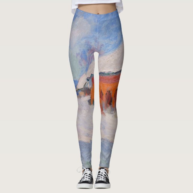 Claude Monet - Norwegen, Rote Häuser in Bjornegaar Leggings (Vorderseite)