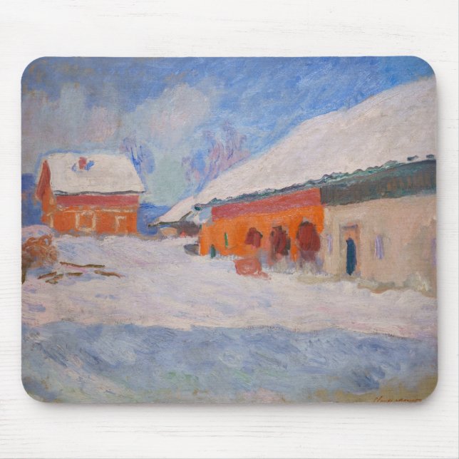 Claude Monet - Norwegen, Rote Häuser in Bjornegaar Mousepad (Vorne)