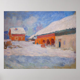 Claude Monet - Norwegen, Rote Häuser in Bjornegaar Poster