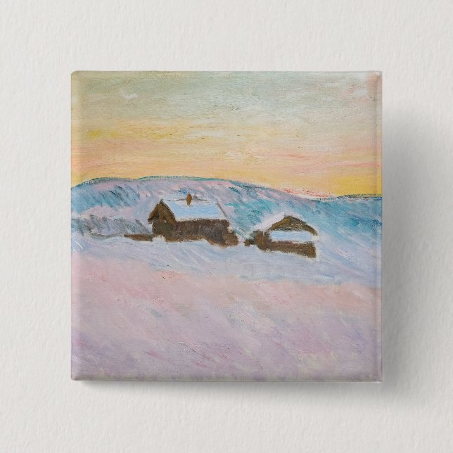 Claude Monet - Norwegische Landschaft, Blaue Häuse Button (Vorderseite)