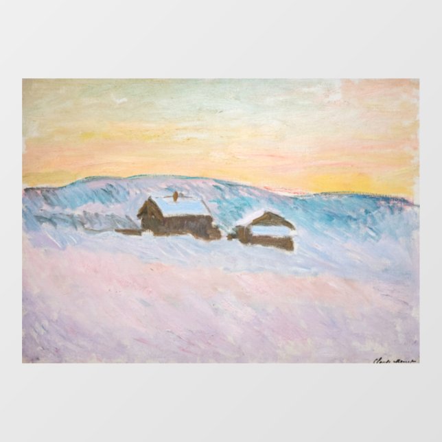 Claude Monet - Norwegische Landschaft, Blaue Häuse Fensteraufkleber (Blatt)