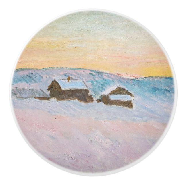 Claude Monet - Norwegische Landschaft, Blaue Häuse Keramikknauf (Vorderseite)