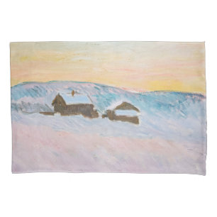 Claude Monet - Norwegische Landschaft, Blaue Häuse Kissenbezug