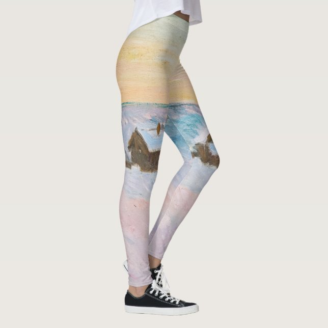 Claude Monet - Norwegische Landschaft, Blaue Häuse Leggings (Rechts)