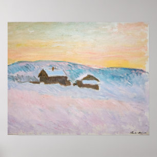 Claude Monet - Norwegische Landschaft, Blaue Häuse Poster