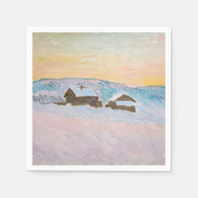 Claude Monet - Norwegische Landschaft, Blaue Häuse Serviette (Vorderseite)