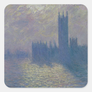 Claude Monet Parlamentsgebäude, Stormy Sky Quadratischer Aufkleber