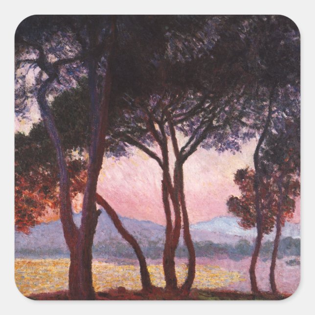 Claude Monet: Pines Quadratischer Aufkleber (Vorderseite)
