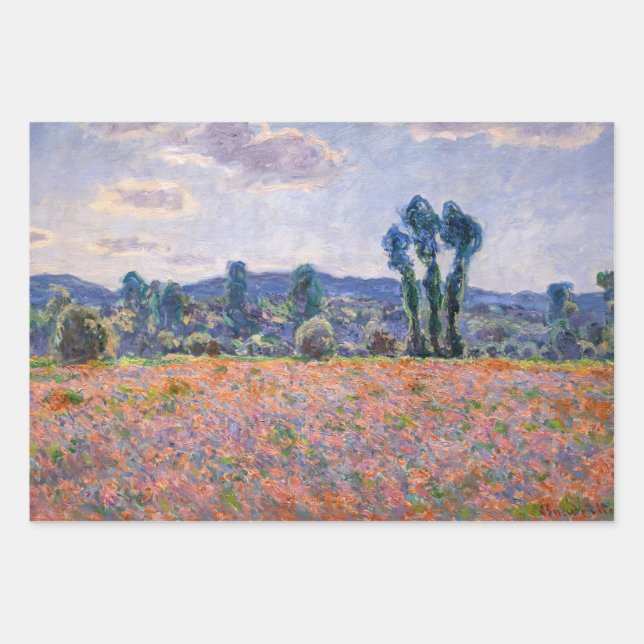Claude Monet - Poppy Field 1890 (Giverny) Geschenkpapier Set (Vorderseite)