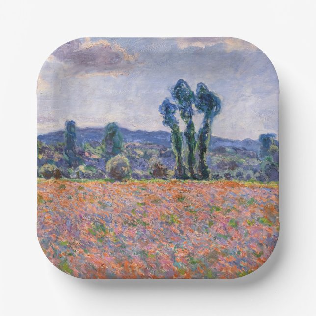 Claude Monet - Poppy Field 1890 (Giverny) Pappteller (Vorderseite)