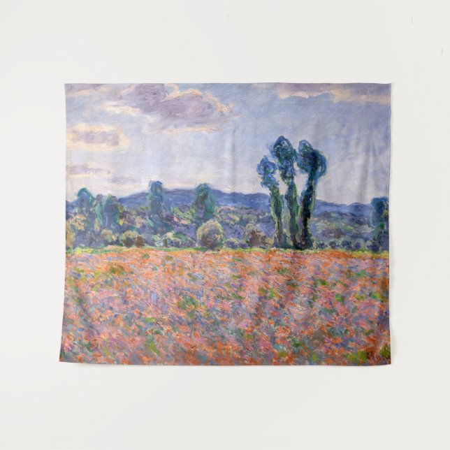 Claude Monet - Poppy Field 1890 (Giverny) Wandteppich (Vorderseite (Horizontal))