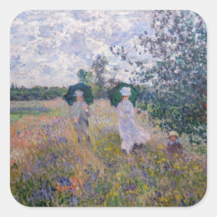 Claude Monet - Promenade nahe Argenteuil Quadratischer Aufkleber