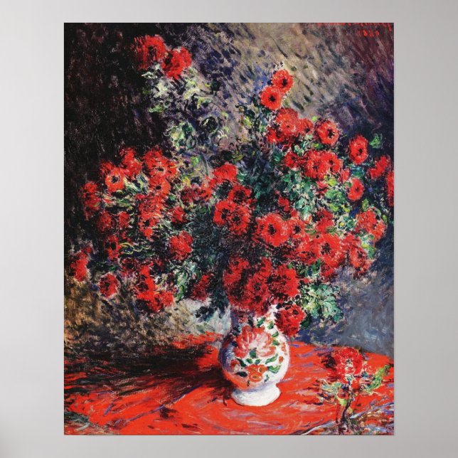 Claude Monet_Red Chrysanthemums Blume - Poster (Vorne)