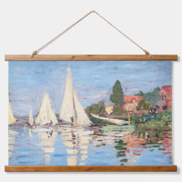 Claude Monet - Regattas in Argenteuil Wandteppich Mit Holzrahmen
