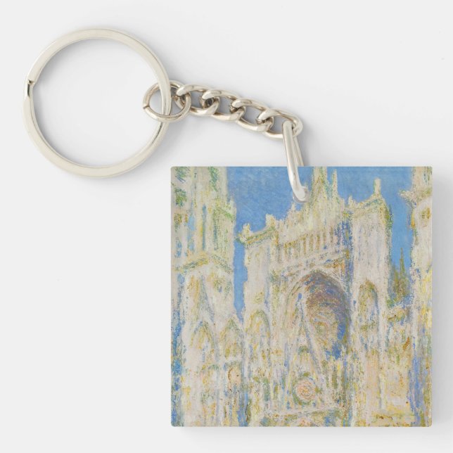 Claude Monet Rouen Cathedral Portal Morning Light Schlüsselanhänger (Vorderseite)