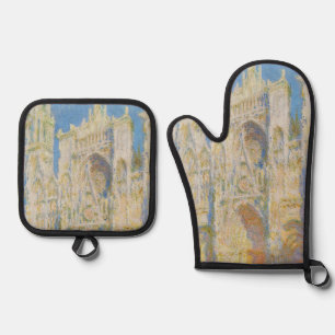 Claude Monet Rouen Kathedrale Portal Morgenlicht Ofenhandschuh & Topflappen-Set