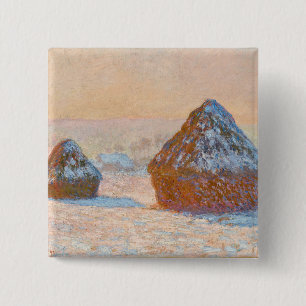 Claude Monet - Rührstäbe, Schneeeffekt, Morgen Button