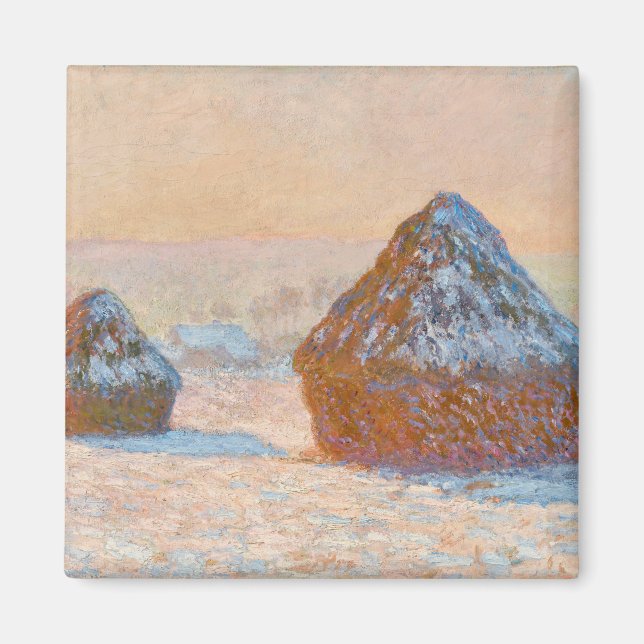 Claude Monet - Rührstäbe, Schneeeffekt, Morgen Magnet (Vorne)