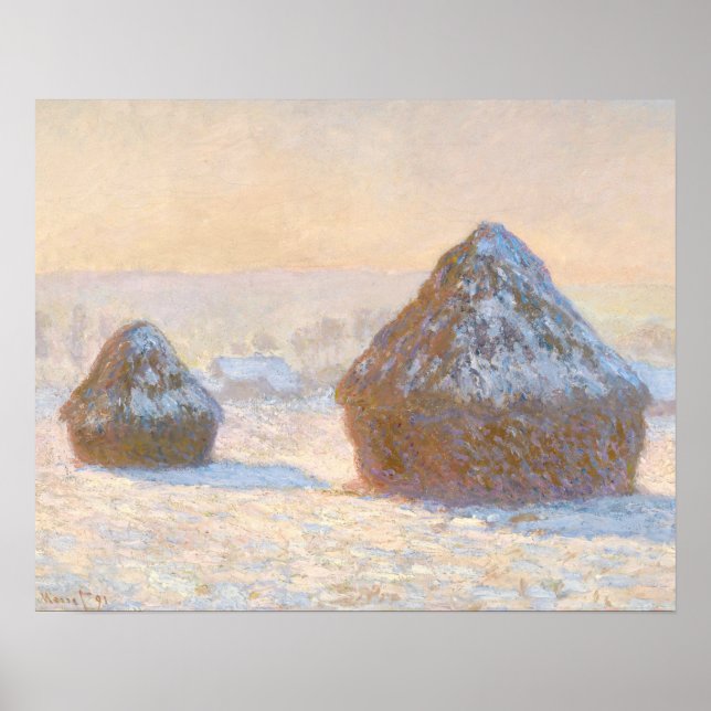 Claude Monet - Rührstäbe, Schneeeffekt, Morgen Poster (Vorne)