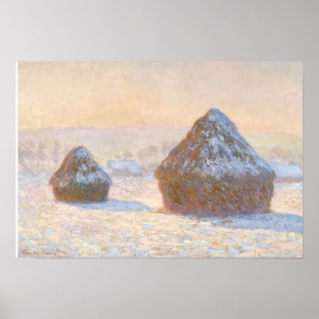 Claude Monet - Rührstäbe, Schneeeffekt, Morgen Poster (Vorne)