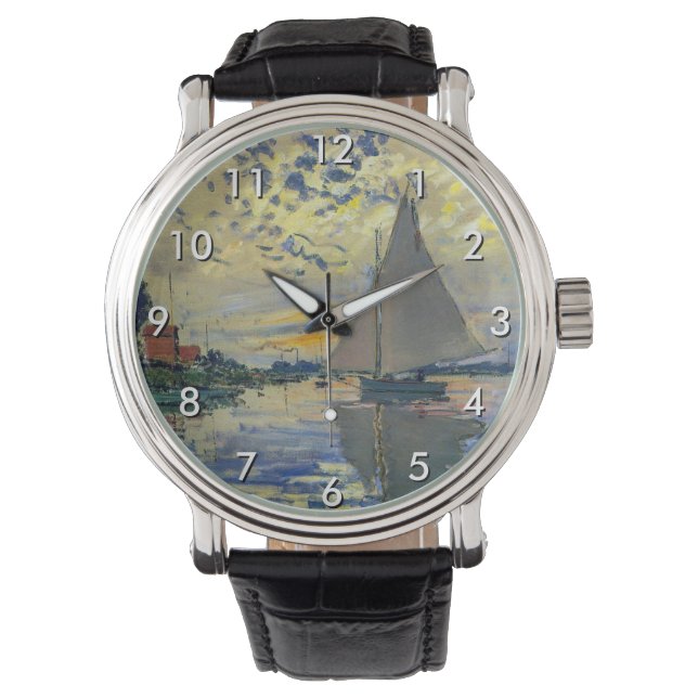 Claude Monet - Sailboat bei Le Petit-Gennevilliers Armbanduhr (Vorderseite)