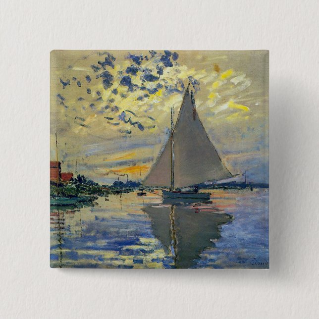 Claude Monet - Sailboat bei Le Petit-Gennevilliers Button (Vorderseite)
