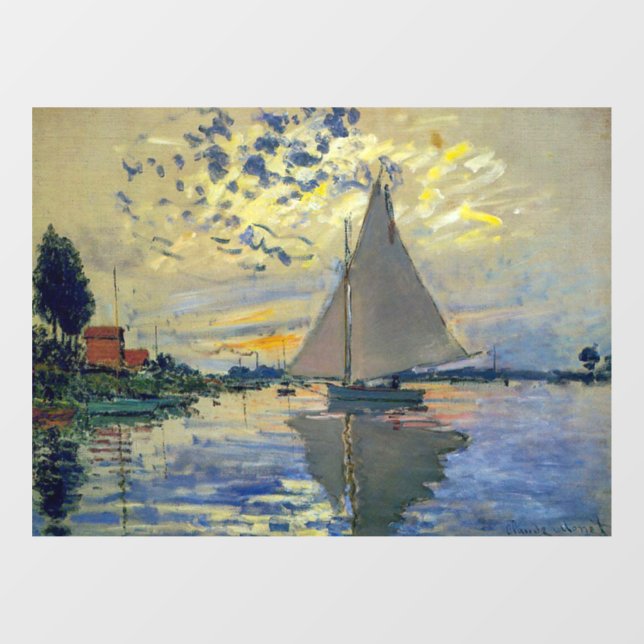 Claude Monet - Sailboat bei Le Petit-Gennevilliers Fensteraufkleber (Blatt)