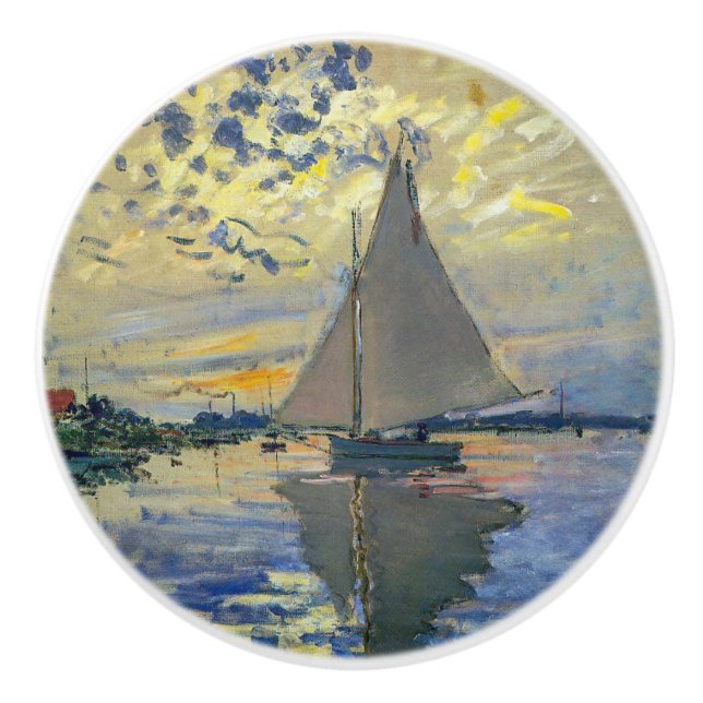 Claude Monet - Sailboat bei Le Petit-Gennevilliers Keramikknauf (Vorderseite)