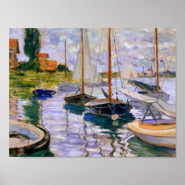 Claude Monet - Sailboats on the Seine Poster (Vorne)