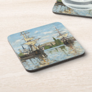 Claude Monet Schiff auf der Seine in Rouen Getränkeuntersetzer