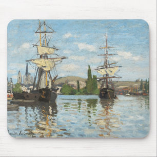 Claude Monet Schiff auf der Seine in Rouen Mousepad