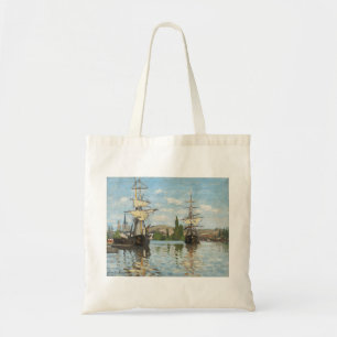 Claude Monet Schiff auf der Seine in Rouen Tragetasche
